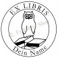 Preview: Round exlibris stamp •Owl with books•